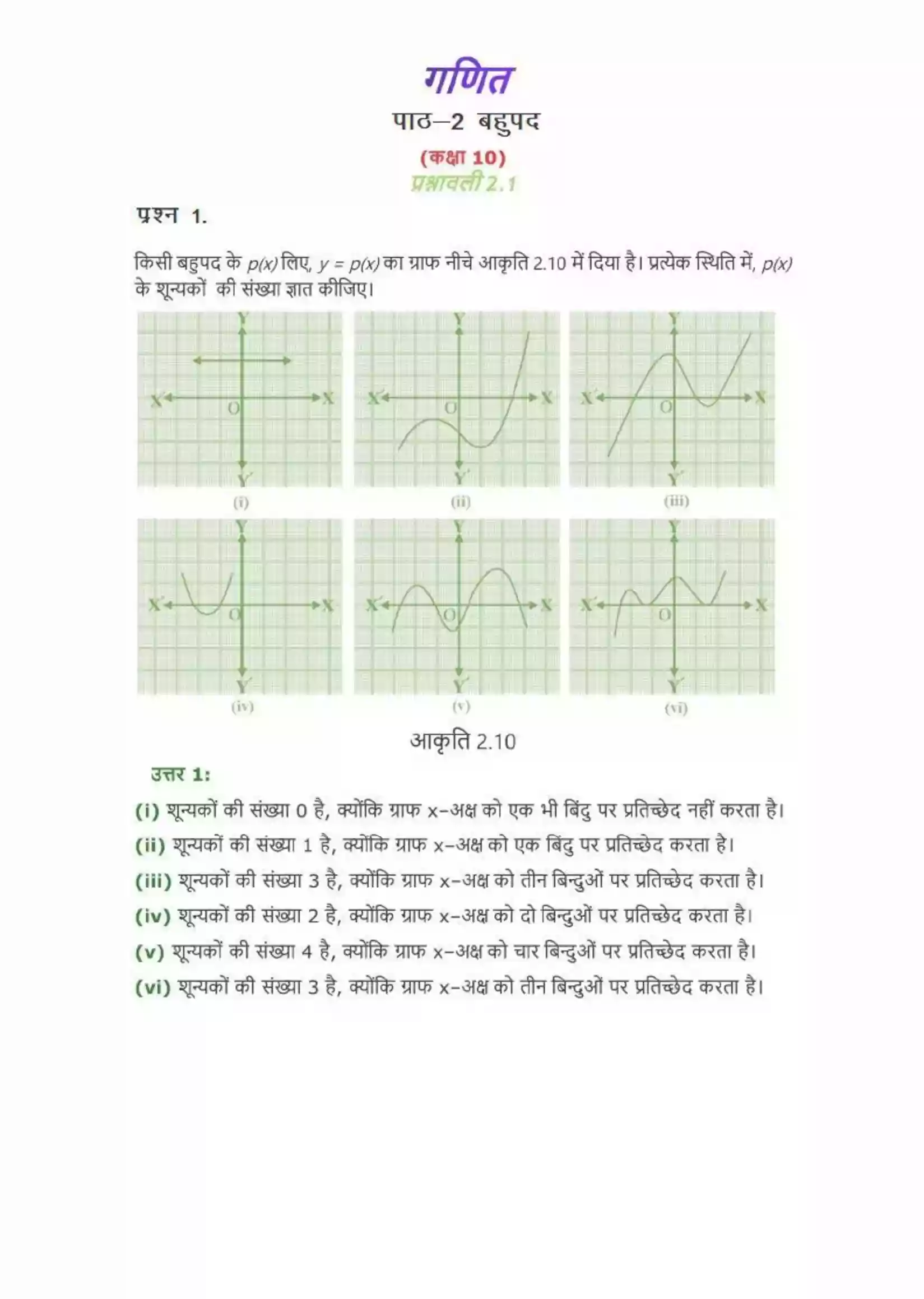 UP Board Solution 10 Maths 2. बहुपद Image 1