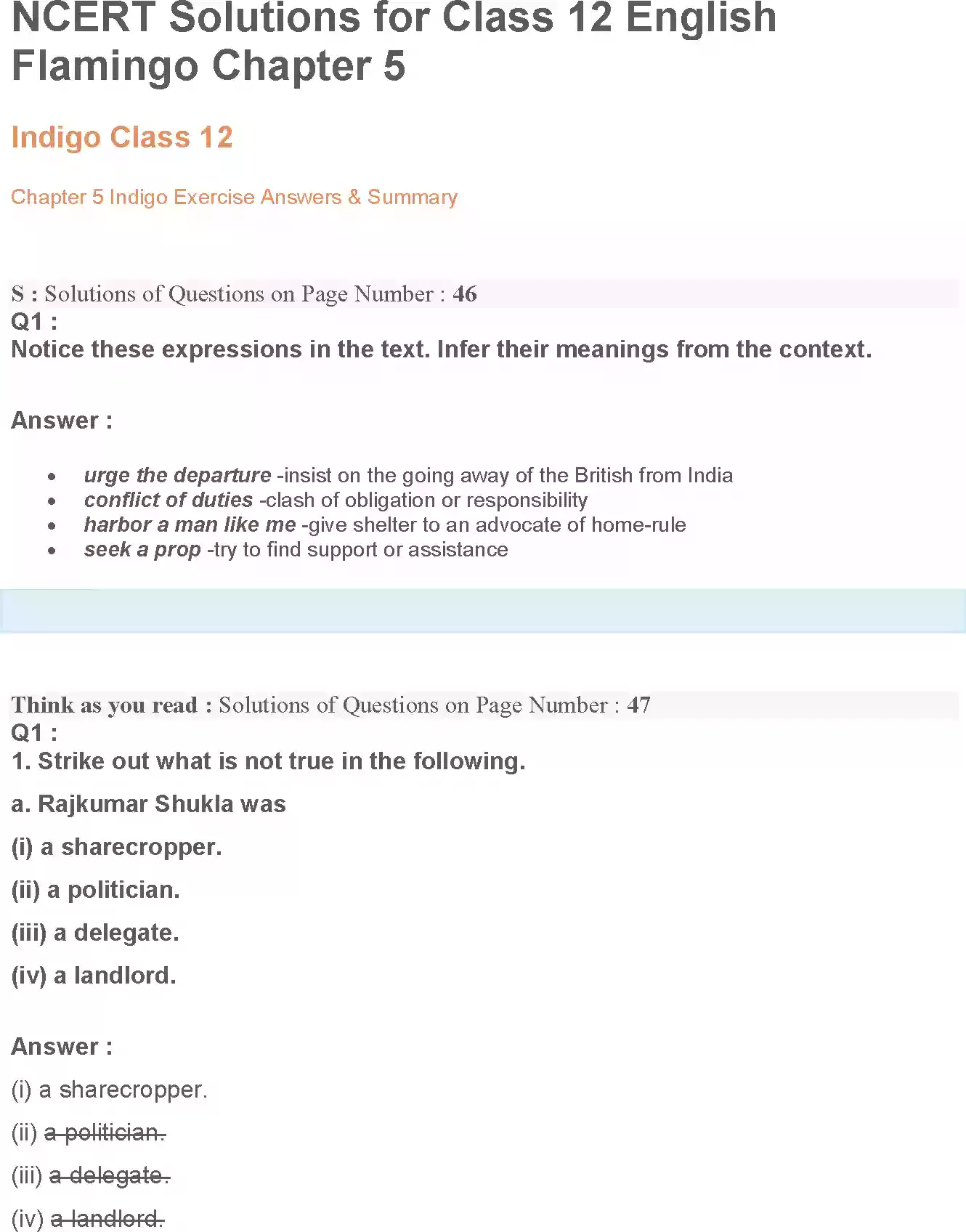 UP Board Solution 12 English 5. Indigo Image 1